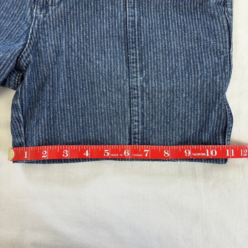 Vintage 90s Y2K High Rise Blue Hickory Stripe Denim Jean Shorts Small 26 - Picture 14 of 15
